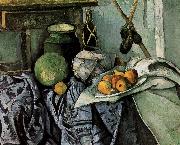 Paul Cezanne bottles and fruit still life oil painting reproduction